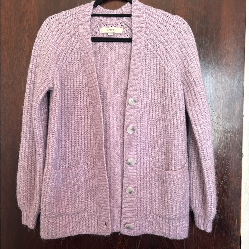 LOFT Women's Lavender Knit Cardigan